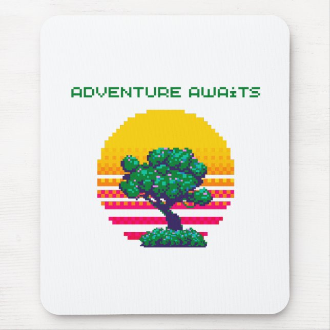 Abenteuer erwartet Pixel-Gaming Mousepad (Vorne)