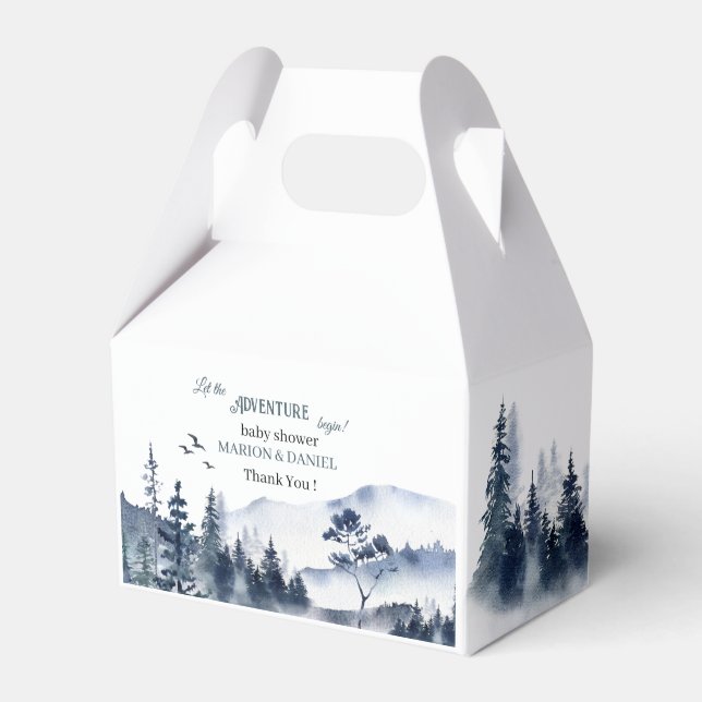 Abenteuer erwartet rustikale Waldmontation Wasserc Geschenkschachtel (Vorderseite)