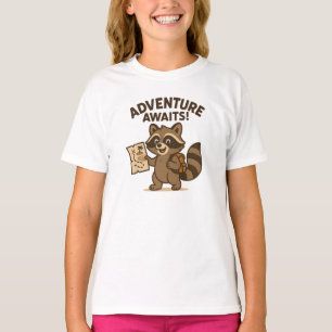 Abenteuer erwartet süßes braunes Waschbär-Design T-Shirt