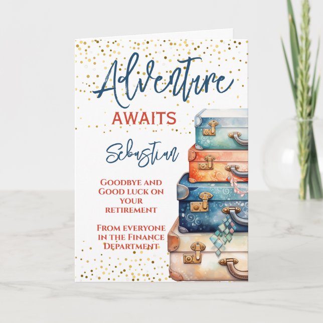 Abenteuer erwartet Verlassend Rente Karte (Vorderseite)