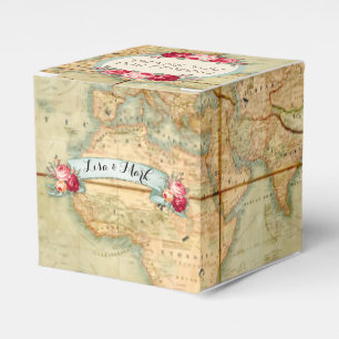 Abenteuer erwartet Vintage-Weltkarte Rosen Geschenkschachtel