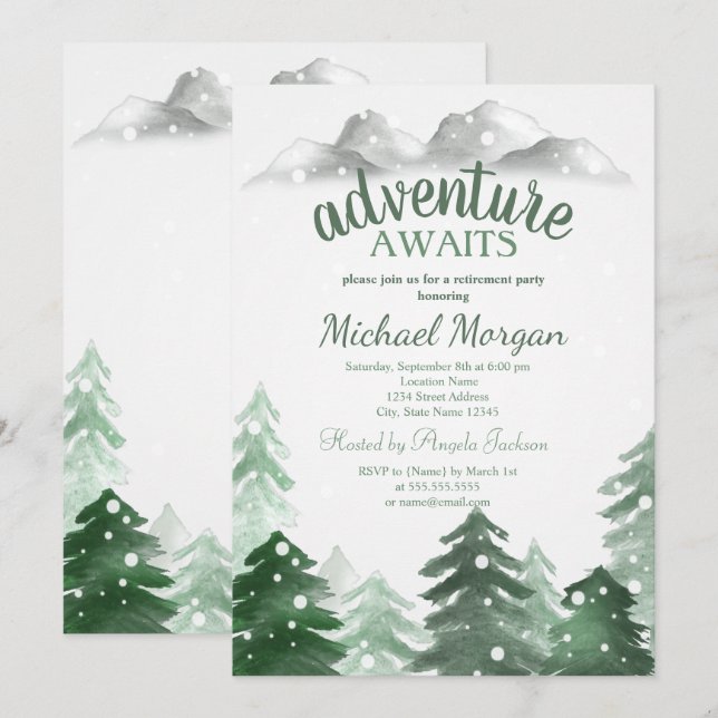 Abenteuer erwartet Waldgebirge Schneeräumnis Einladung (Vorne/Hinten)