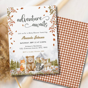 Abenteuer erwartet Waldtiere Baby Shower Einladung
