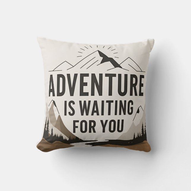 Abenteuer erwartet Wanderfreunde im Freien Kissen (Vorderseite)