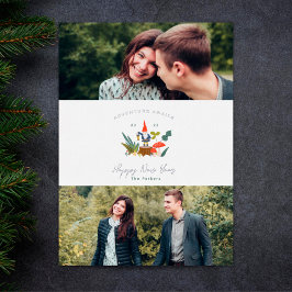 Abenteuer erwartet wenig Gnome glücklich Neues Jah Folien Feiertagskarte