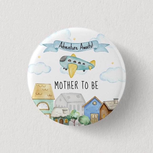 Abenteuer erwartet werdende Mutter Aviator Baby-Pa Button (Vorderseite)