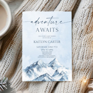 Abenteuer erwartet Winter Schneeberg Baby Shower Einladung