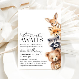 Abenteuer erwartet Woodland Animals Baby Shower Einladung