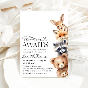 Abenteuer erwartet Woodland Animals Baby Shower Einladung