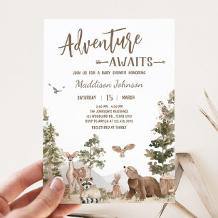 Abenteuer erwartet Woodland Animals Baby Shower Einladung