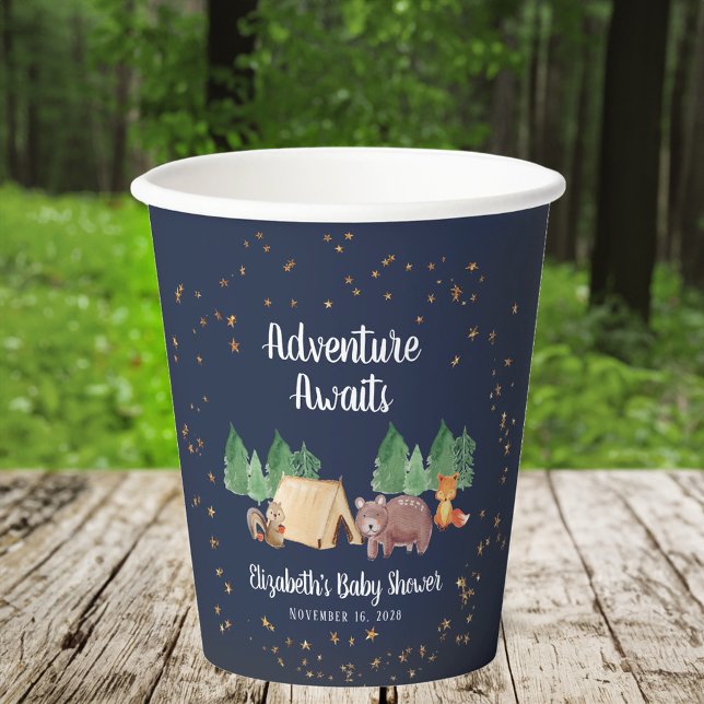 Abenteuer erwartet Woodland Animals Baby Shower Pappbecher (Von Creator hochgeladen)