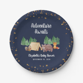 Abenteuer erwartet Woodland Animals Baby Shower Pappteller