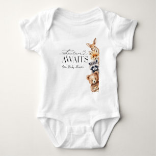 Abenteuer erwartet Woodland Animals Baby Shower Strampler