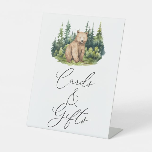 Abenteuer erwartet Woodland Baby Shower Cards & Gi Sockelschild (Vorderseite)