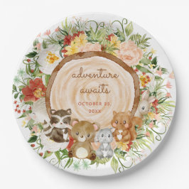 Abenteuer erwartet Woodland Creatures Baby Shower Pappteller