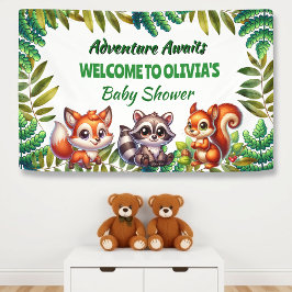 Abenteuer erwartet Woodland Fox Boy's Baby Shower Banner