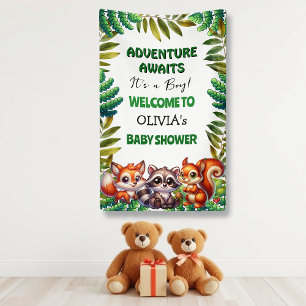 Abenteuer erwartet Woodland Fox Boy's Baby Shower Banner