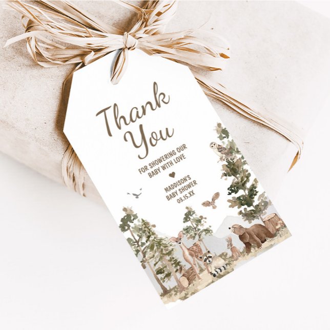 Abenteuer erwartet Woodland Tiere Liebesmarken Geschenkanhänger (Woodland Animals Adventure Awaits Baby Shower Favor Tags
)
