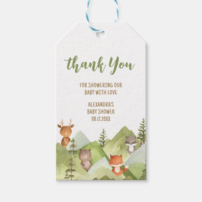 Abenteuer erwartet Woodland Tiere Liebesmarken Geschenkanhänger (Vorderseite)