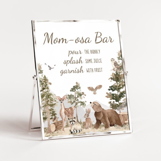 Abenteuer erwartet Woodland Tiere Mama Osa Bar Poster (Woodland Animals Adventure Awaits Baby Shower Mom Osa Bar Sign)