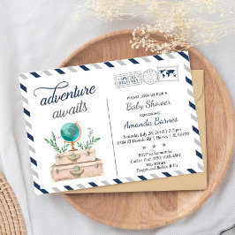 Abenteuer erwartet World Travel Baby Boy Shower Na Einladung