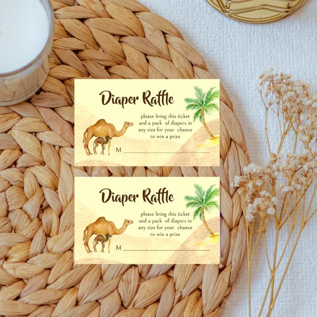 Abenteuer erwartet Wüstenbaby-Kamel-Windelraffle Begleitkarte (Adventure awaits Arabian desert baby camel baby shower diaper raffle enclosure card raffle tickets)