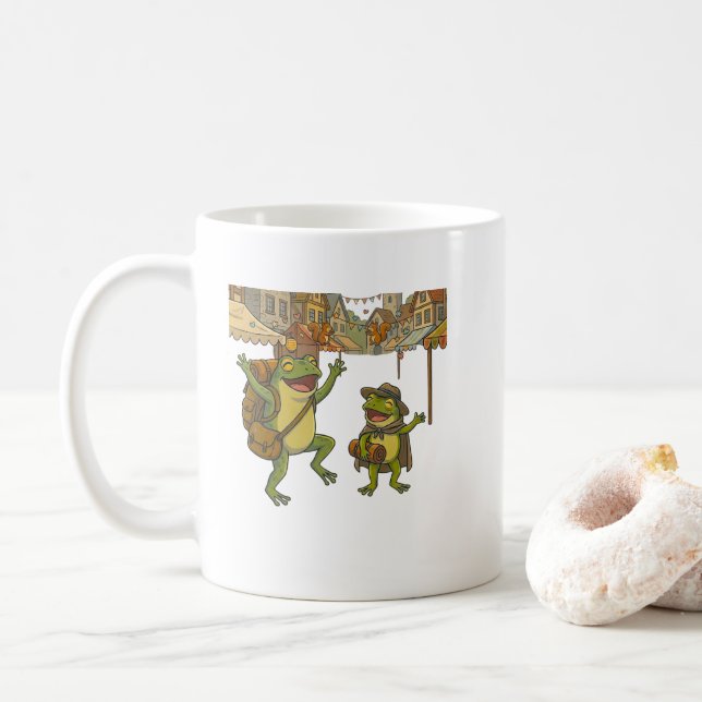 Abenteuer Frösche Kurzgeschichte Kaffeetasse (Mit Donut)