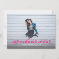 Abenteuer (Hot Pink) Abschluss Einladung