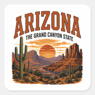 Abenteuer im Arizona-Wüstenuntergang Quadratischer Aufkleber