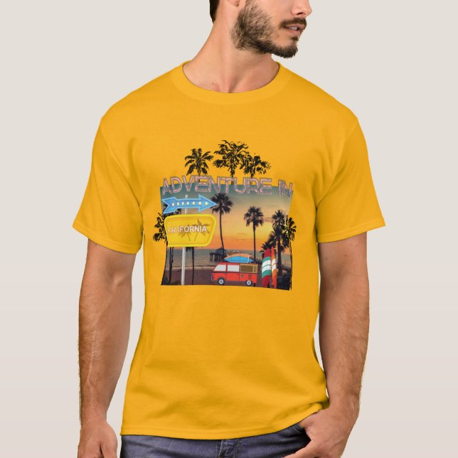 Abenteuer in Kalifornien Männer gelb T-Shirt (Vorderseite)