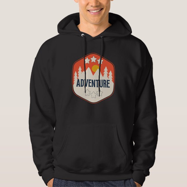 Abenteuer ist draußen, lustiges Camping Hoodie (Vorderseite)
