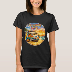 Abenteuer Leben Retro Hippie Strand Sonnenuntergan T-Shirt