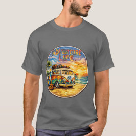 Abenteuer Leben Retro Hippie Strand Sonnenuntergan T-Shirt