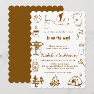 Abenteuer Little Camper Doodle Junge Baby-Party Einladung