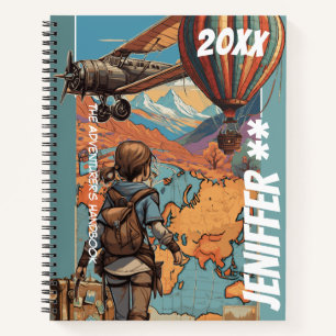 Abenteuer Mädchen Notizbuch, Personalisiertes Reis Notizbuch