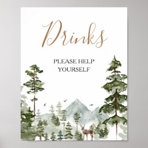 Abenteuer mit Kiefernbaum erwartet Paar-Shower-Dri Poster