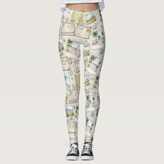 Abenteuer mit Vintage-Flugpost (1) Leggings (Vorderseite)