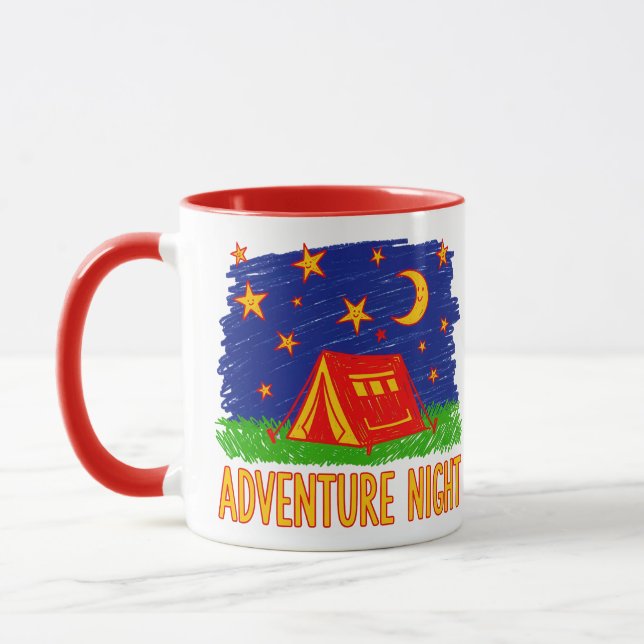 Abenteuer-Nacht-Camping-Zelt-Kinderzeichnung Tasse (Links)