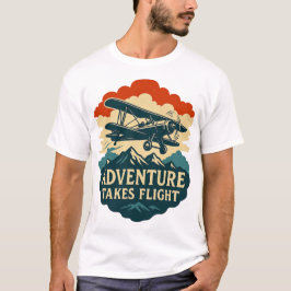 Abenteuer nimmt Flug Retro-Flugzeug Art T-Shirt
