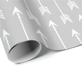 Abenteuer-Pfeile grau und weiß Geschenkpapier