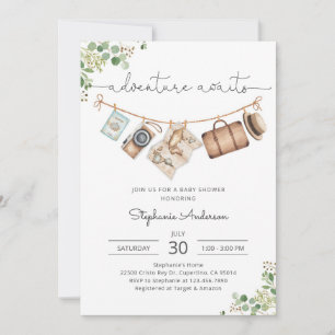 Abenteuer-Reise-Baby-Shower-Party Einladung