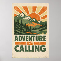 Abenteuer ruft — Vintage-Bergposter