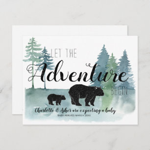 Abenteuer Rustikale Aquarellbären Schwangerschaft Ankündigung