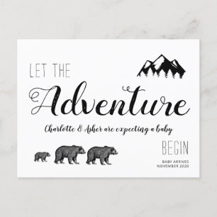 Abenteuer Rustikale Walking Waldelbären Schwangers Ankündigungspostkarte