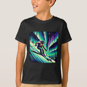 Abenteuer Skifahren unter Nordlicht T-Shirt
