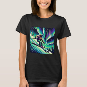 Abenteuer Skifahren unter Nordlicht T-Shirt