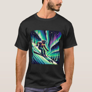 Abenteuer Skifahren unter Nordlicht T-Shirt