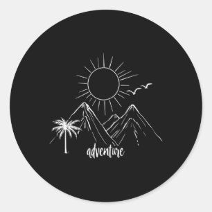 Abenteuer Sonnenaufgang Berge Wandern Camping Camp Runder Aufkleber