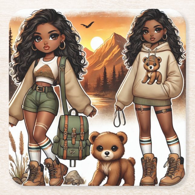 Abenteuer & Stilwandern Rechteckiger Pappuntersetzer (Vorderseite)