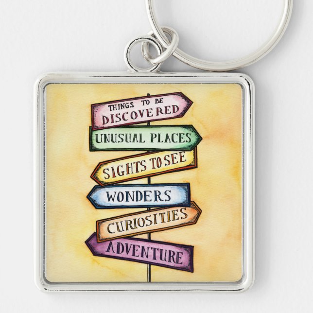 Abenteuer-Straßenschild-Reise-Kunst Schlüsselanhänger (Vorne)